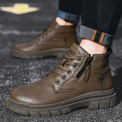 Lionel | Wide Fit Retro Faux Leather Chelsea Ankle Boots