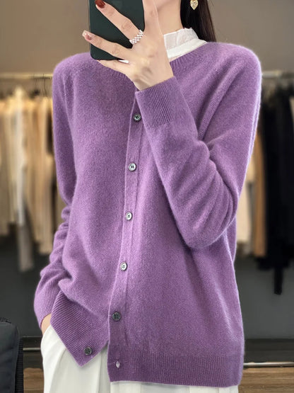 Vera | Round Neck Fine Knit Button Cardigan