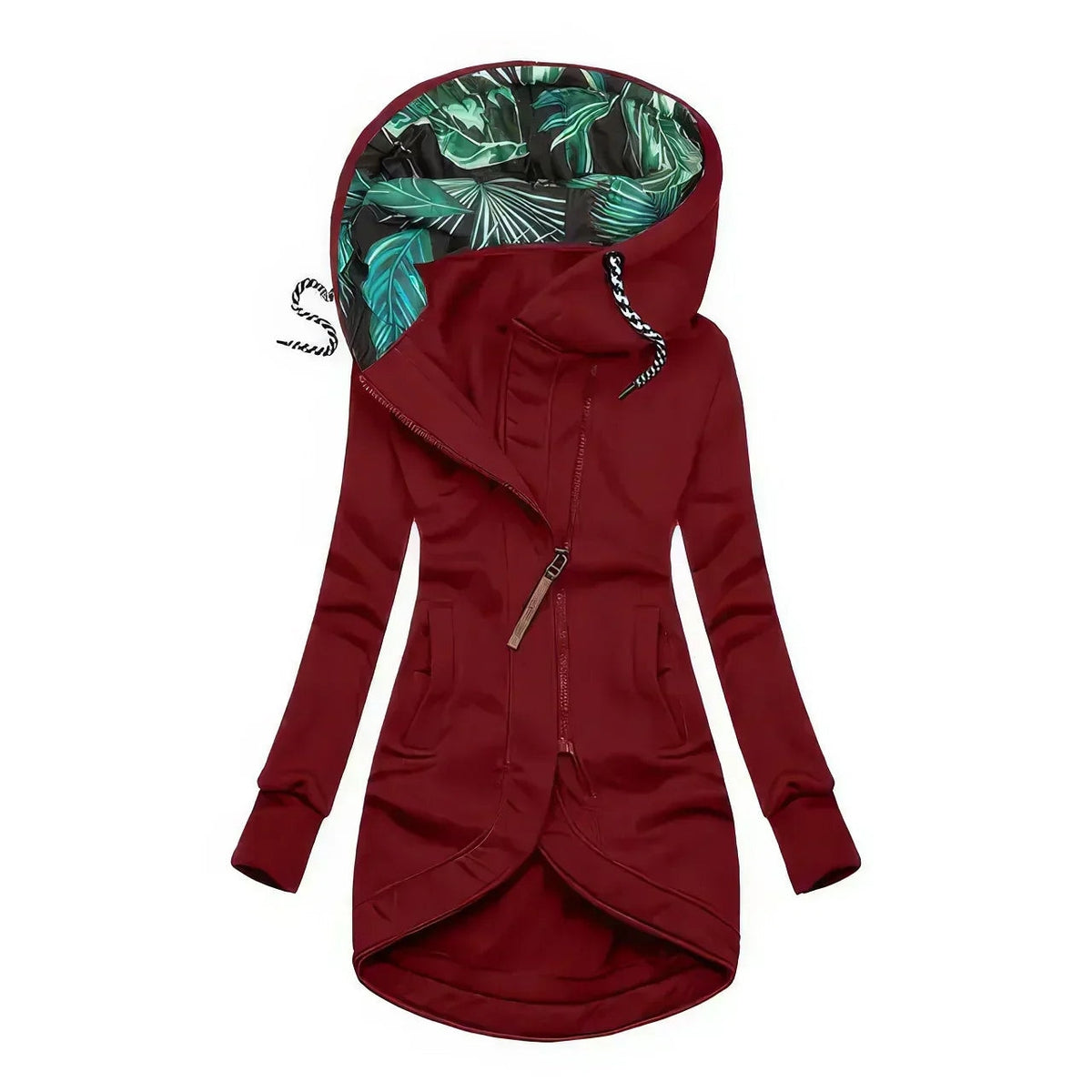 Eden | Waterproof Leaf Print Lined Hooded Rain Jacket