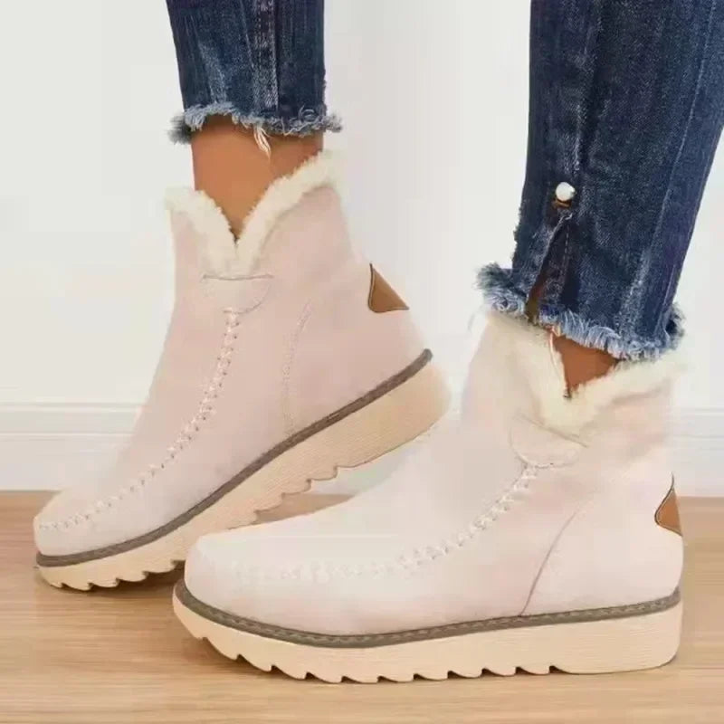 Teresa | Suede Faux Fur Moccasin Wedge Winter Ankle Boots