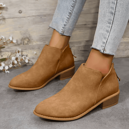 Larkin | Cut-Out Block Heel Pointed Chelsea Boots