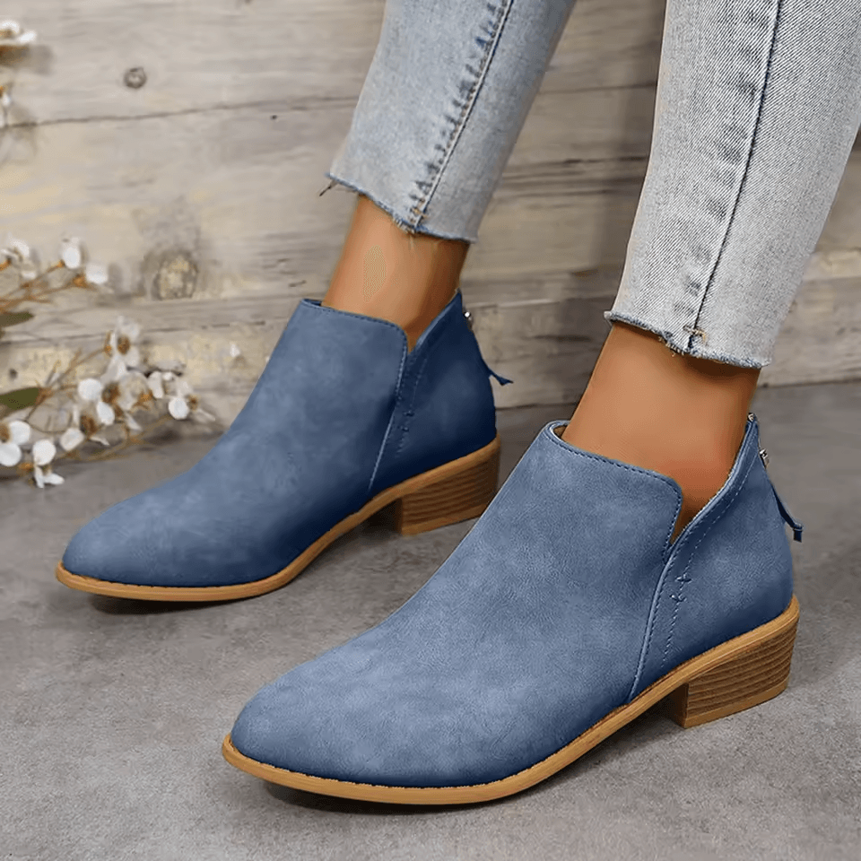 Larkin | Cut-Out Block Heel Pointed Chelsea Boots