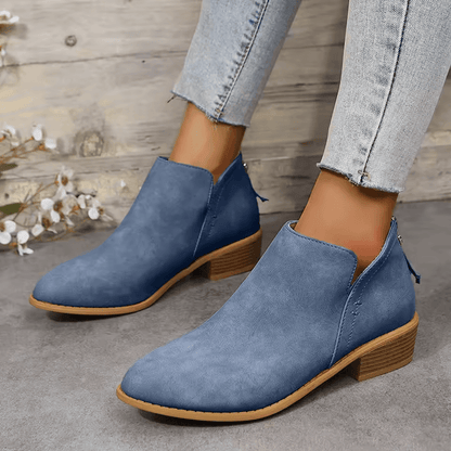 Larkin | Cut-Out Block Heel Pointed Chelsea Boots