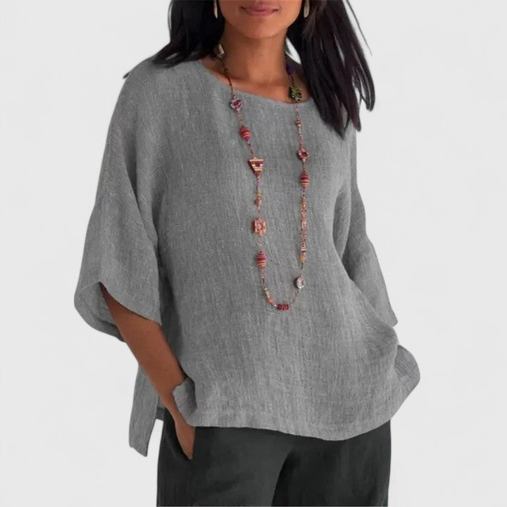 Mireille | Cotton-Linen O-Neck Blouse