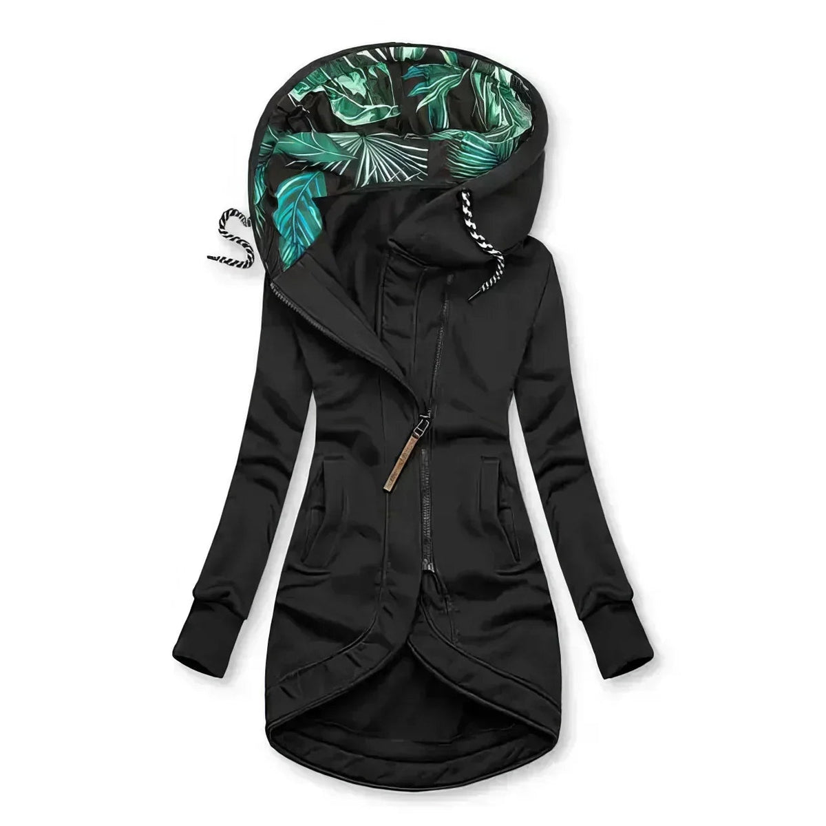Eden | Waterproof Leaf Print Lined Hooded Rain Jacket