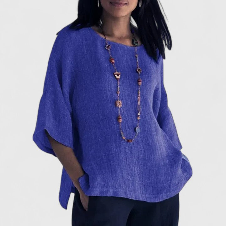 Mireille | Cotton-Linen O-Neck Blouse