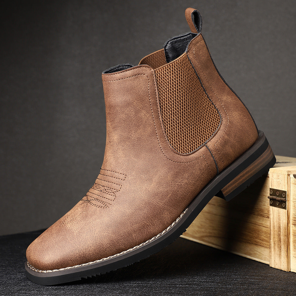 Barnabas | Slip-On Leather Chelsea Boots with Elastic Sides