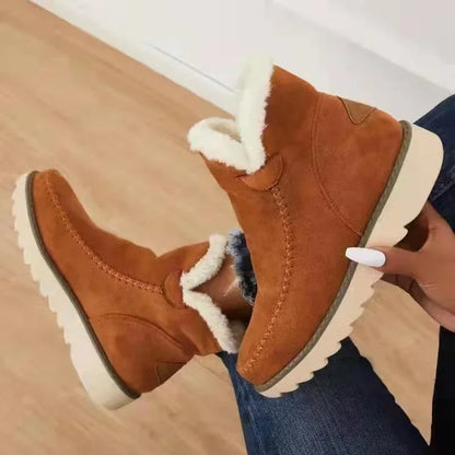 Teresa | Suede Faux Fur Moccasin Wedge Winter Ankle Boots