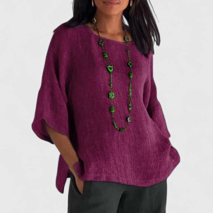 Mireille | Cotton-Linen O-Neck Blouse