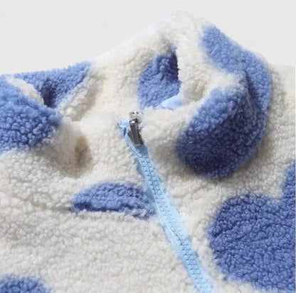 Riley | Reversible Heart-Print Fleece Sherpa Wool Jacket