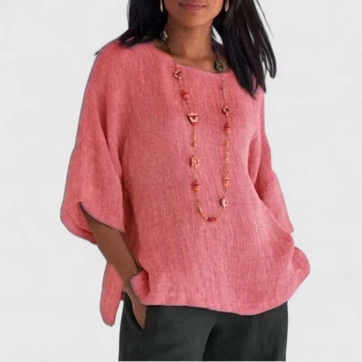 Mireille | Cotton-Linen O-Neck Blouse