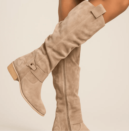 Aldridge | Suede Buckle Knee-High Riding Boots