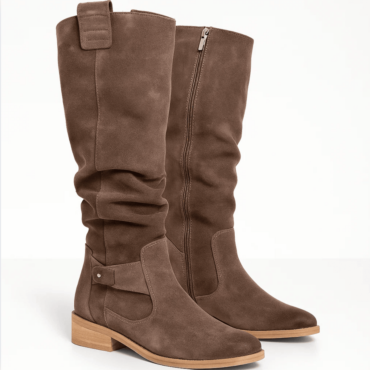 Aldridge | Suede Buckle Knee-High Riding Boots