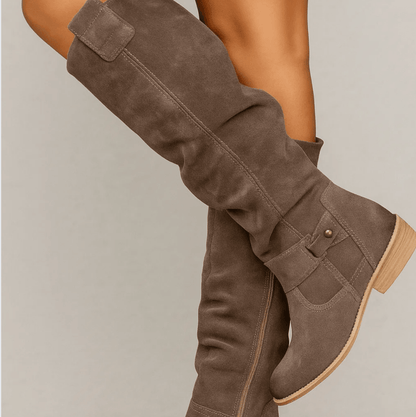 Aldridge | Suede Buckle Knee-High Riding Boots