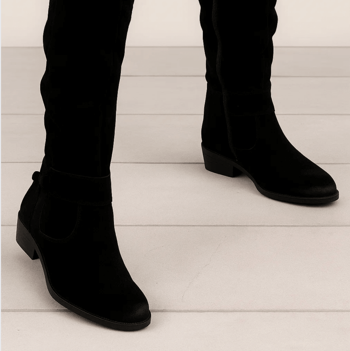 Aldridge | Suede Buckle Knee-High Riding Boots