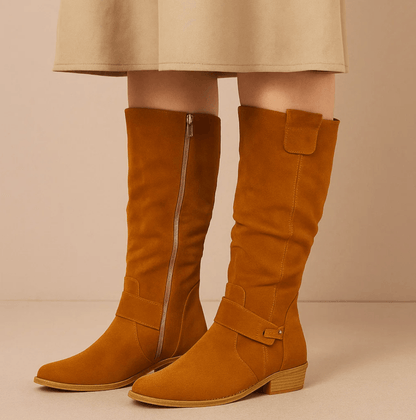 Aldridge | Suede Buckle Knee-High Riding Boots