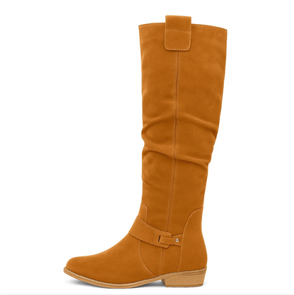 Aldridge | Suede Buckle Knee-High Riding Boots