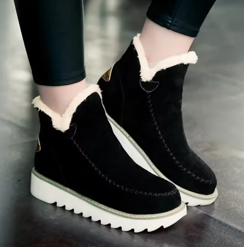 Teresa | Suede Faux Fur Moccasin Wedge Winter Ankle Boots