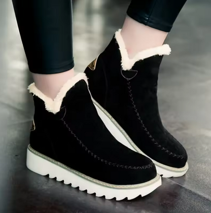 Teresa | Suede Faux Fur Moccasin Wedge Winter Ankle Boots