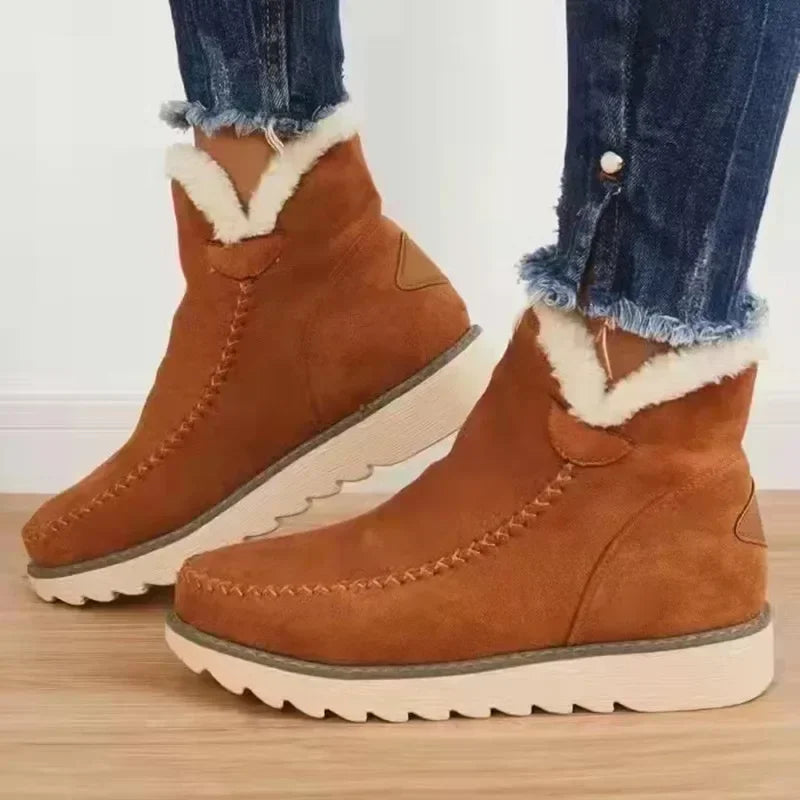 Teresa | Suede Faux Fur Moccasin Wedge Winter Ankle Boots