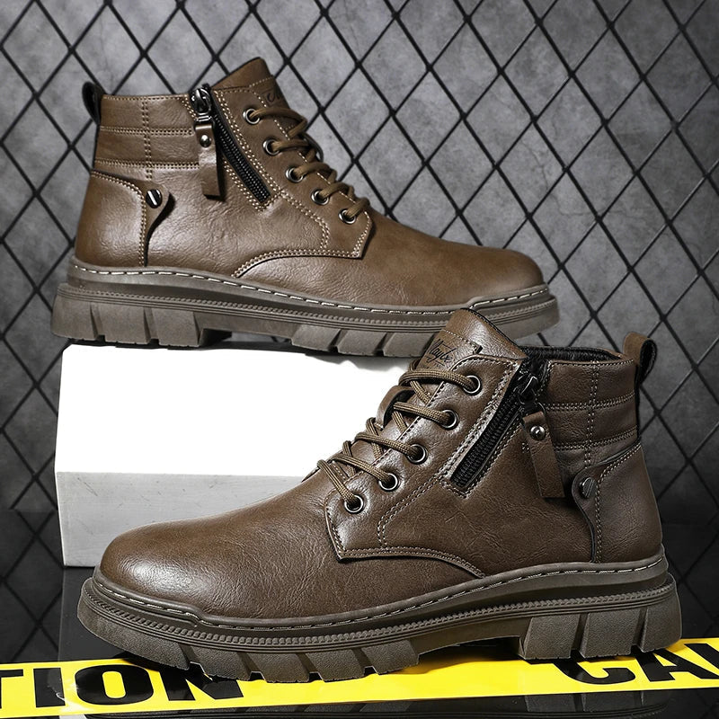 Lionel | Wide Fit Retro Faux Leather Chelsea Ankle Boots