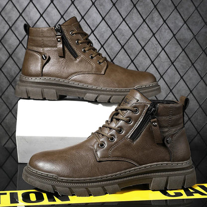 Lionel | Wide Fit Retro Faux Leather Chelsea Ankle Boots