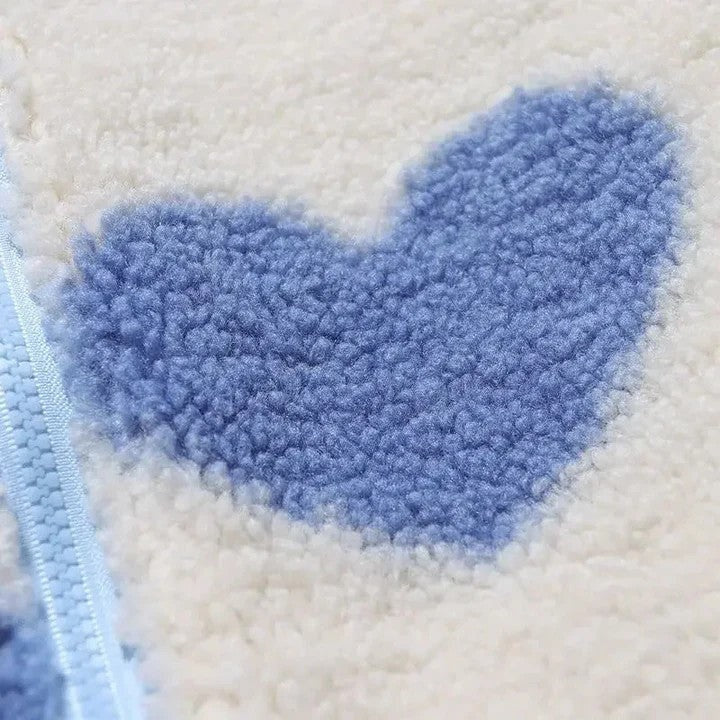 Riley | Reversible Heart-Print Fleece Sherpa Wool Jacket
