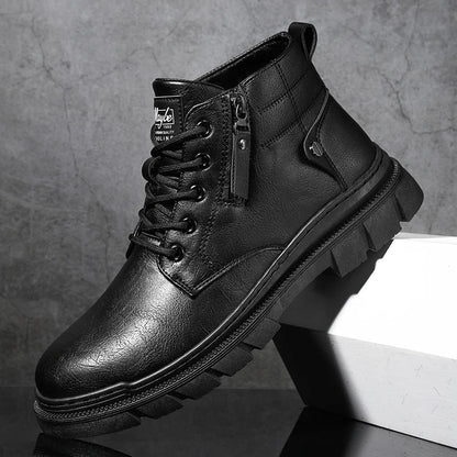 Lionel | Wide Fit Retro Faux Leather Chelsea Ankle Boots