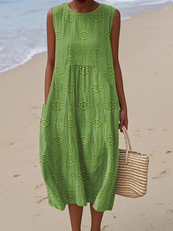 Eloise | Sleeveless Printed Relaxed Midi Dress