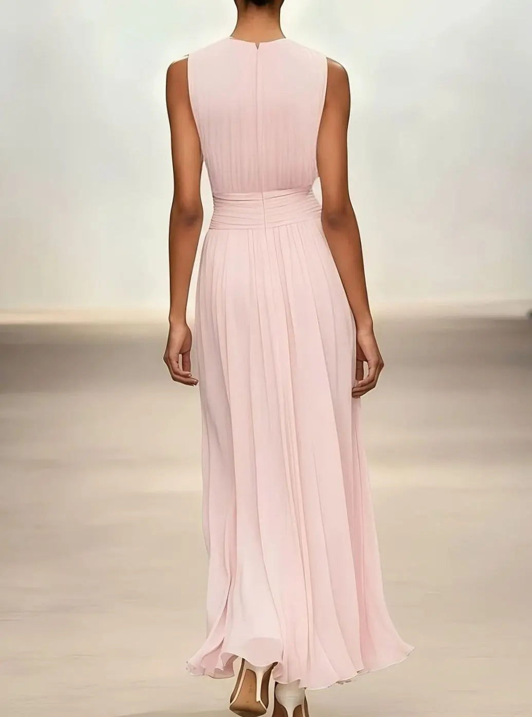 Perpetua | Sleeveless Pleated Maxi Wedding Guest Dress