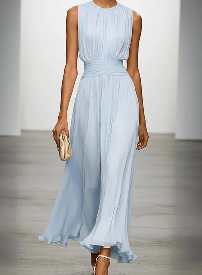 Perpetua | Sleeveless Pleated Maxi Wedding Guest Dress
