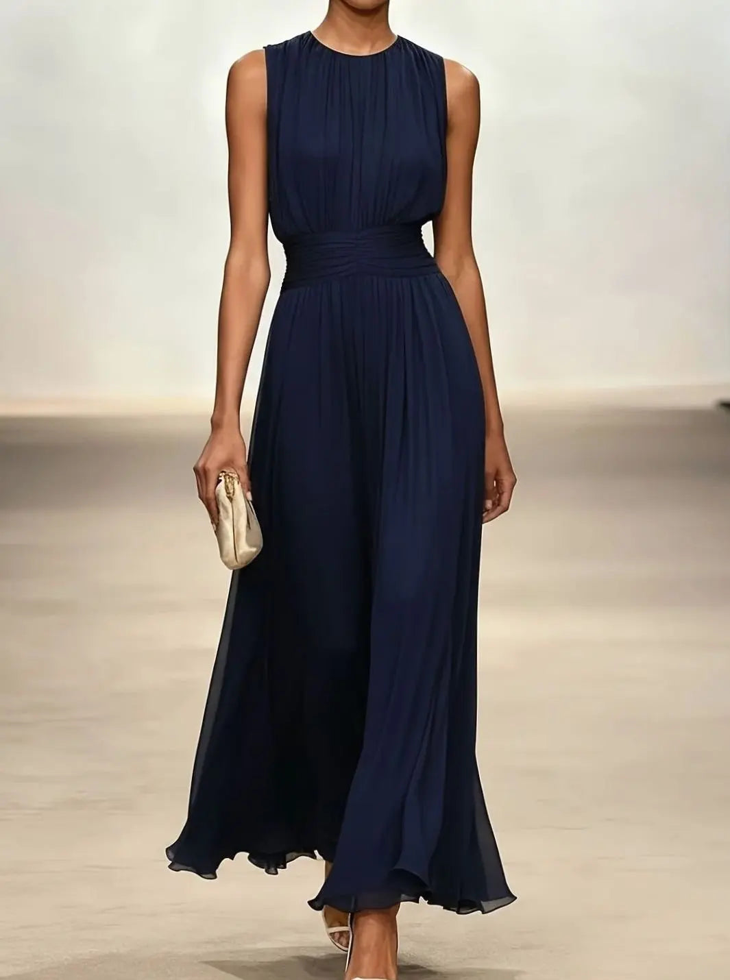 Perpetua | Sleeveless Pleated Maxi Wedding Guest Dress