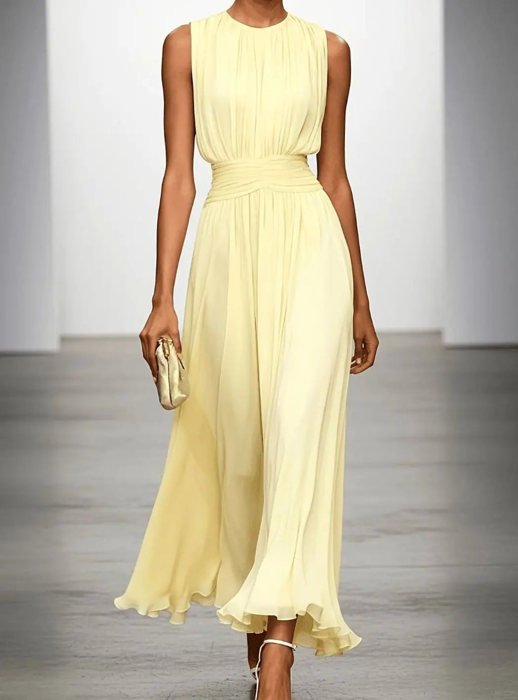 Perpetua | Sleeveless Pleated Maxi Wedding Guest Dress