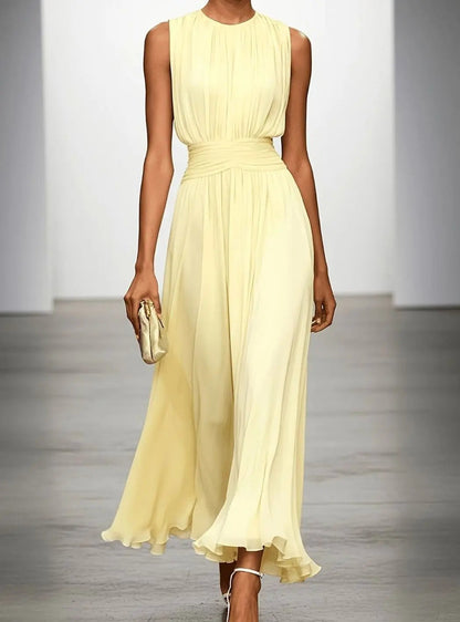 Perpetua | Sleeveless Pleated Maxi Wedding Guest Dress