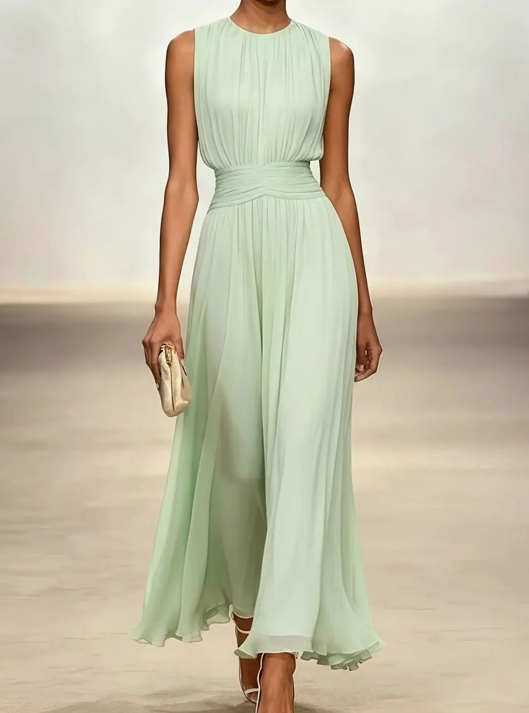 Perpetua | Sleeveless Pleated Maxi Wedding Guest Dress