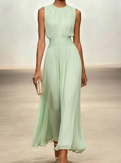 Perpetua | Sleeveless Pleated Maxi Wedding Guest Dress