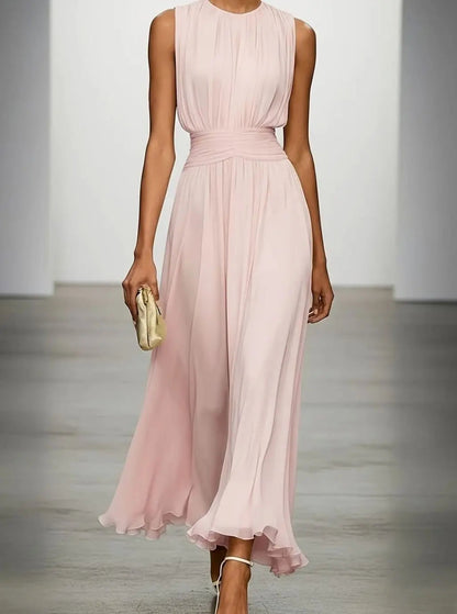 Perpetua | Sleeveless Pleated Maxi Wedding Guest Dress