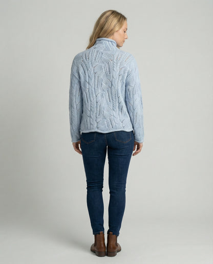 Liesel | Cable and Pointelle Roll Neck Jumper