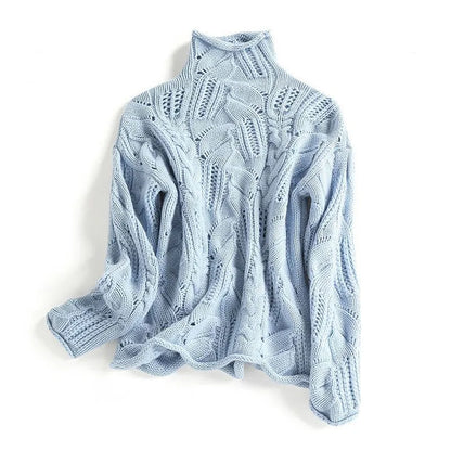 Liesel | Cable and Pointelle Roll Neck Jumper