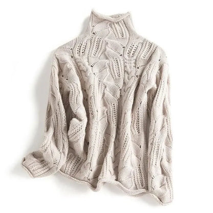 Liesel | Cable and Pointelle Roll Neck Jumper
