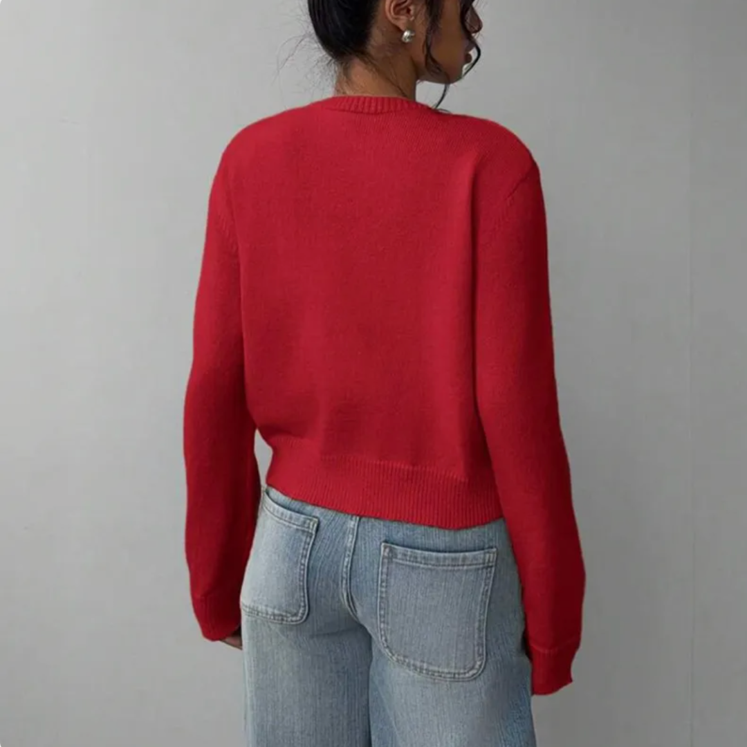 Kittie | Cropped Round Neck Soft Knit Cardigan
