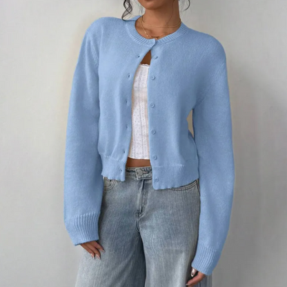 Kittie | Cropped Round Neck Soft Knit Cardigan
