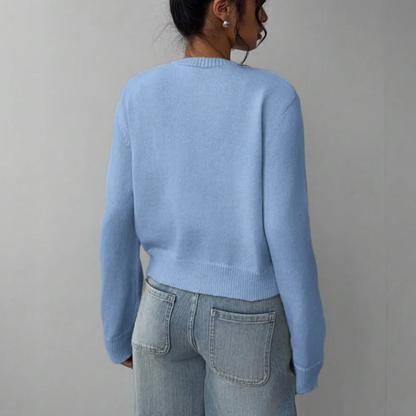 Kittie | Cropped Round Neck Soft Knit Cardigan