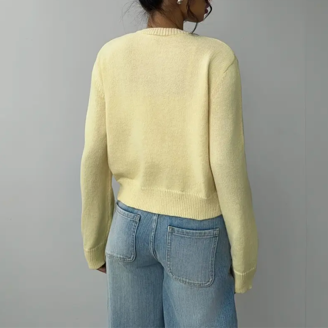 Kittie | Cropped Round Neck Soft Knit Cardigan