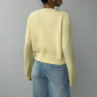 Kittie | Cropped Round Neck Soft Knit Cardigan