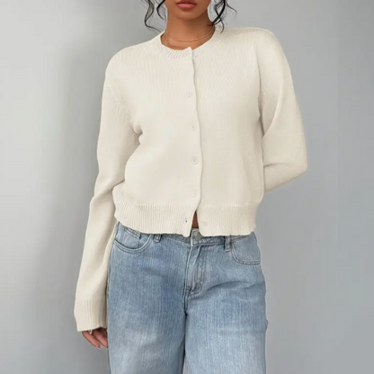 Kittie | Cropped Round Neck Soft Knit Cardigan