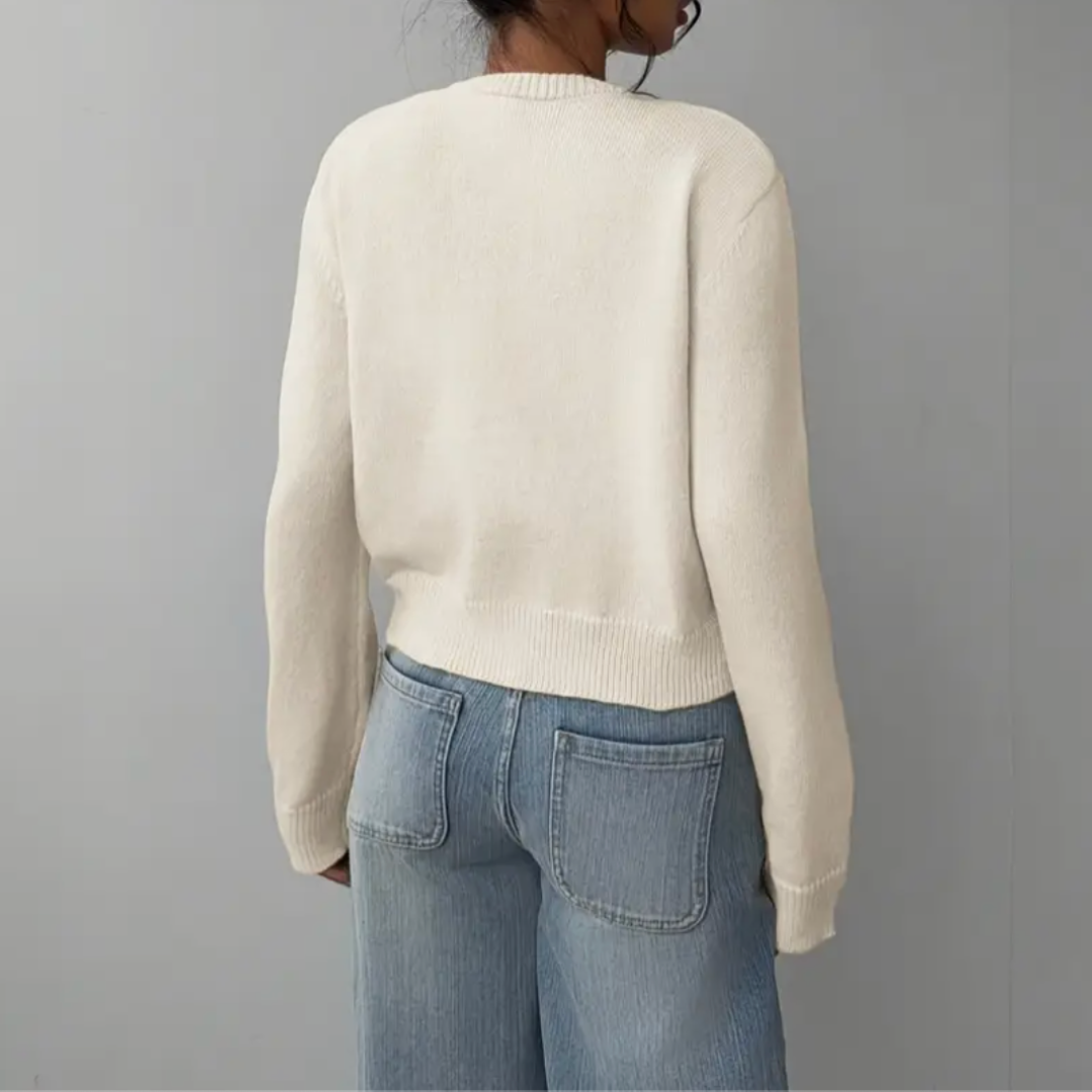 Kittie | Cropped Round Neck Soft Knit Cardigan