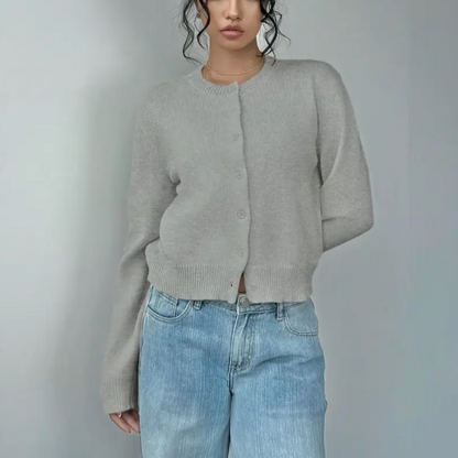 Kittie | Cropped Round Neck Soft Knit Cardigan
