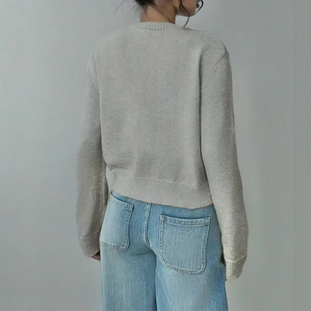 Kittie | Cropped Round Neck Soft Knit Cardigan