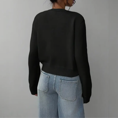 Kittie | Cropped Round Neck Soft Knit Cardigan